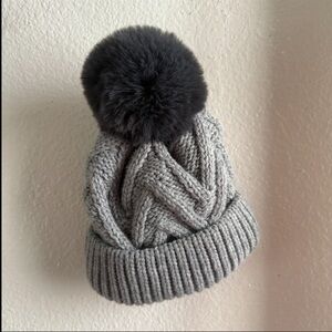 Gray Cable Knit Beanie